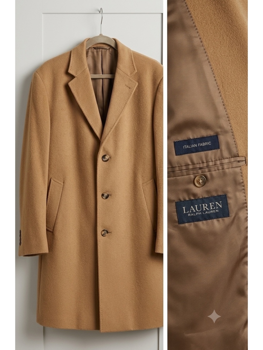 Lauren Ralph Lauren Men's Camel Hair Blend Overcoat – Size 56R (US 46R)